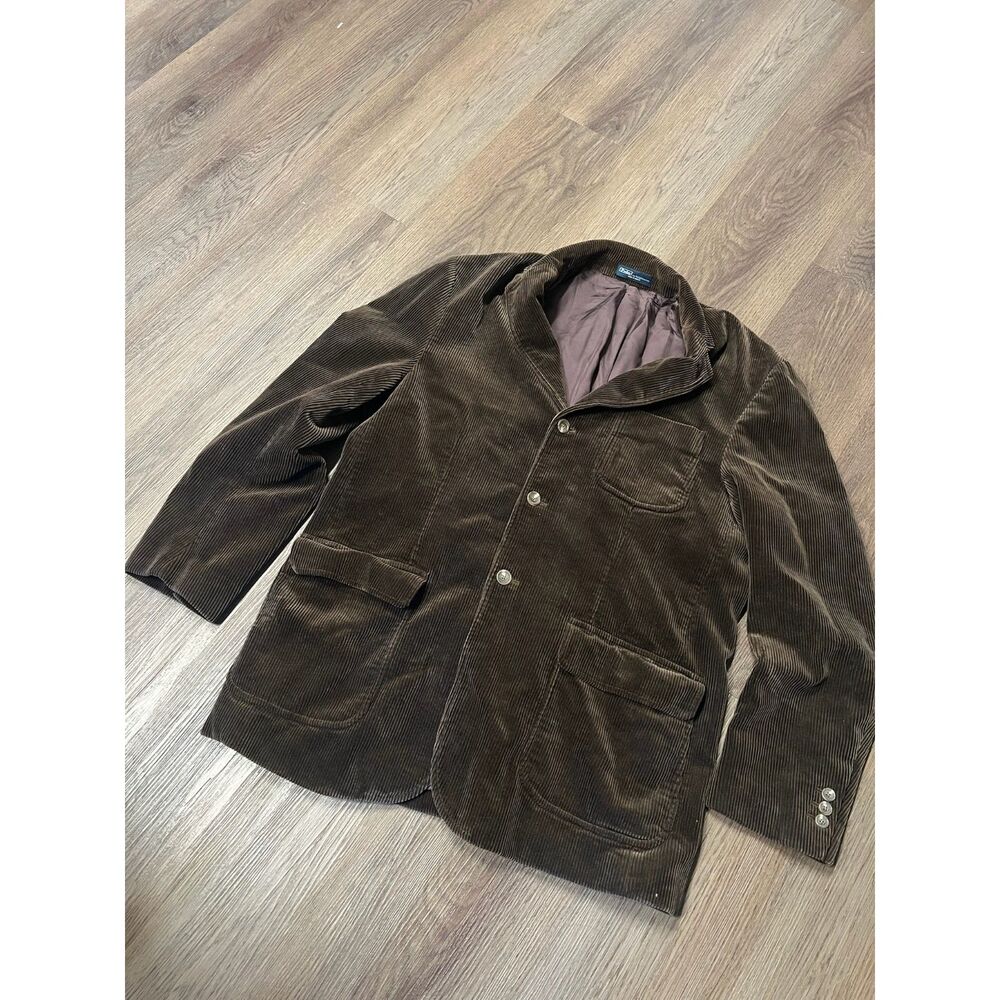 Vintage Polo Ralph Lauren Brown Corduroy Blazer Jacket Mens Large Made in Macau
